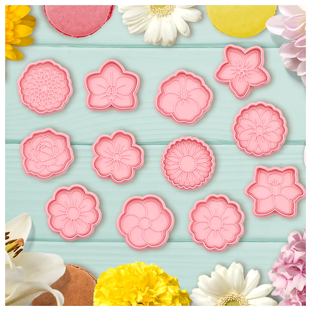 Flower Cookie Cutters Stamp Baking Molds Cake Decorating Flower Shapes Cookie Cutters Dough Tools