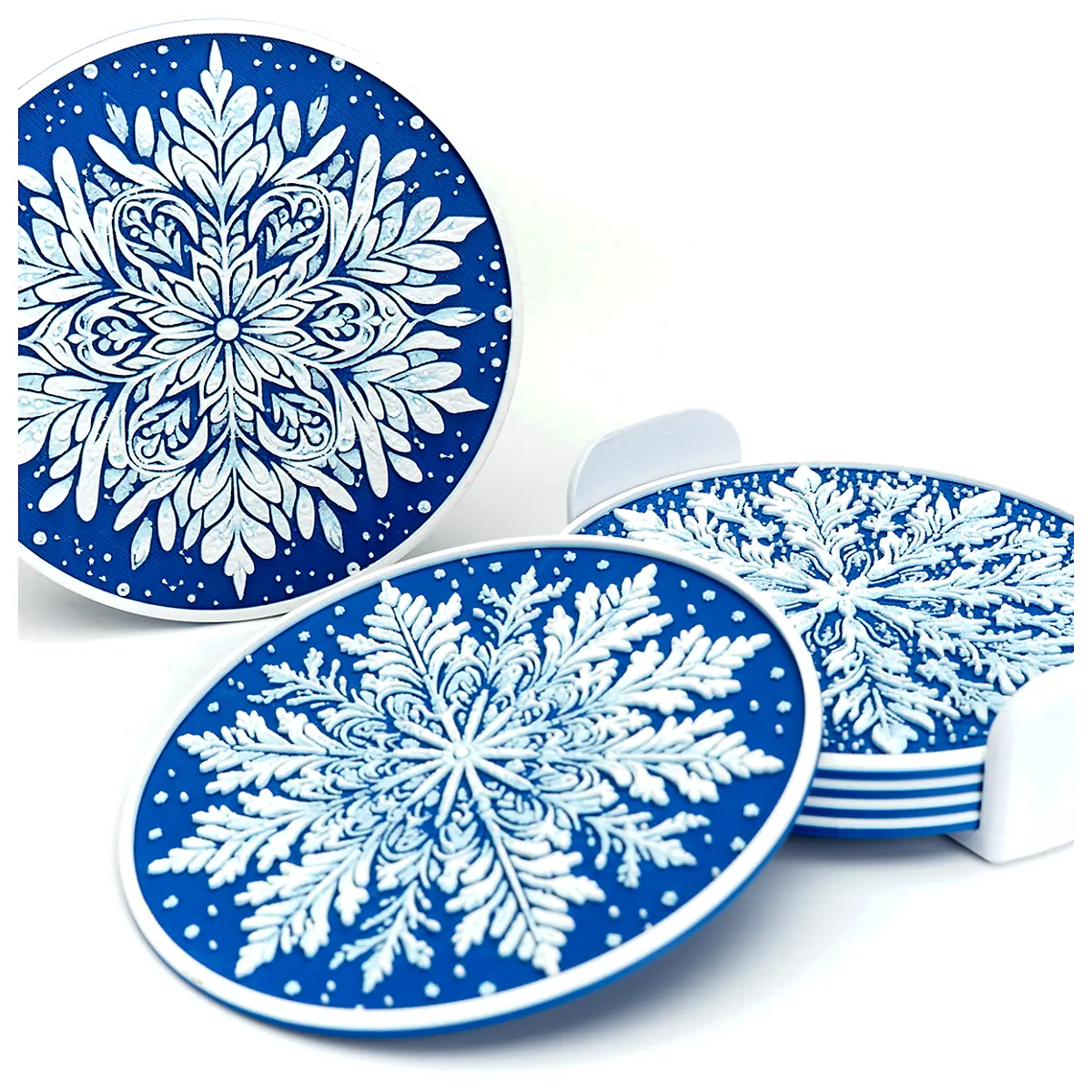Snowflake Coasters Set Multi Purpose Waterproof Anti Slip Protect Tabletop Coffee Cup Mats Ceramic Coasters