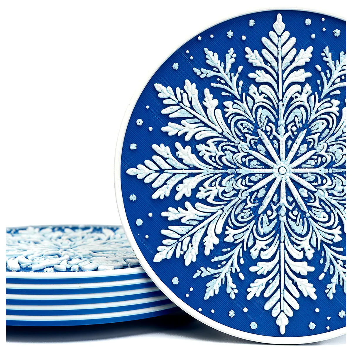 Snowflake Coasters Set Multi Purpose Waterproof Anti Slip Protect Tabletop Coffee Cup Mats Ceramic Coasters