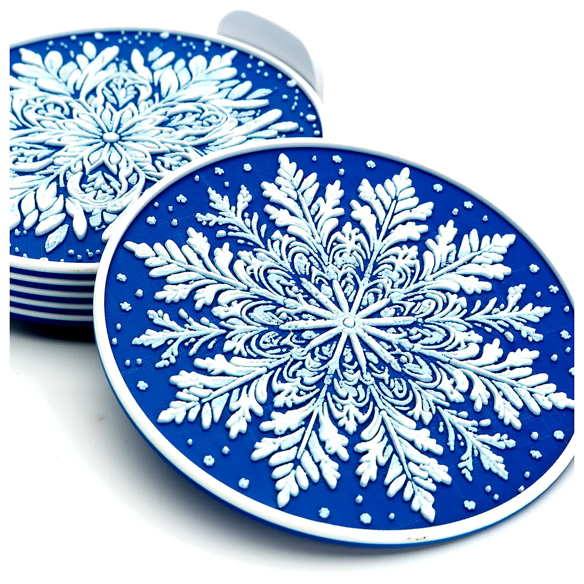 Snowflake Coasters Set Multi Purpose Waterproof Anti Slip Protect Tabletop Coffee Cup Mats Ceramic Coasters