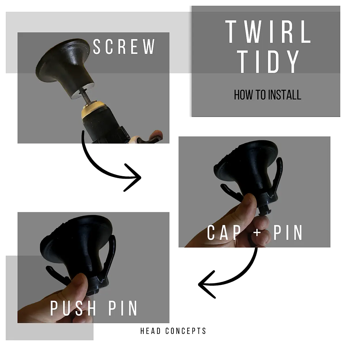 Spinning Storage Hook Organizer Under Cabinet Shelf Twirl Tidy Cable Management Space Saver
