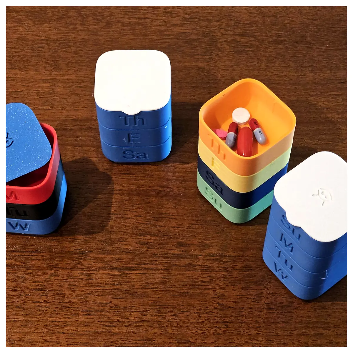 Stackable Snap Pill Boxes Modular System Customizable Pill Organizer Storage Solutions Multi Compartment Rx Medication