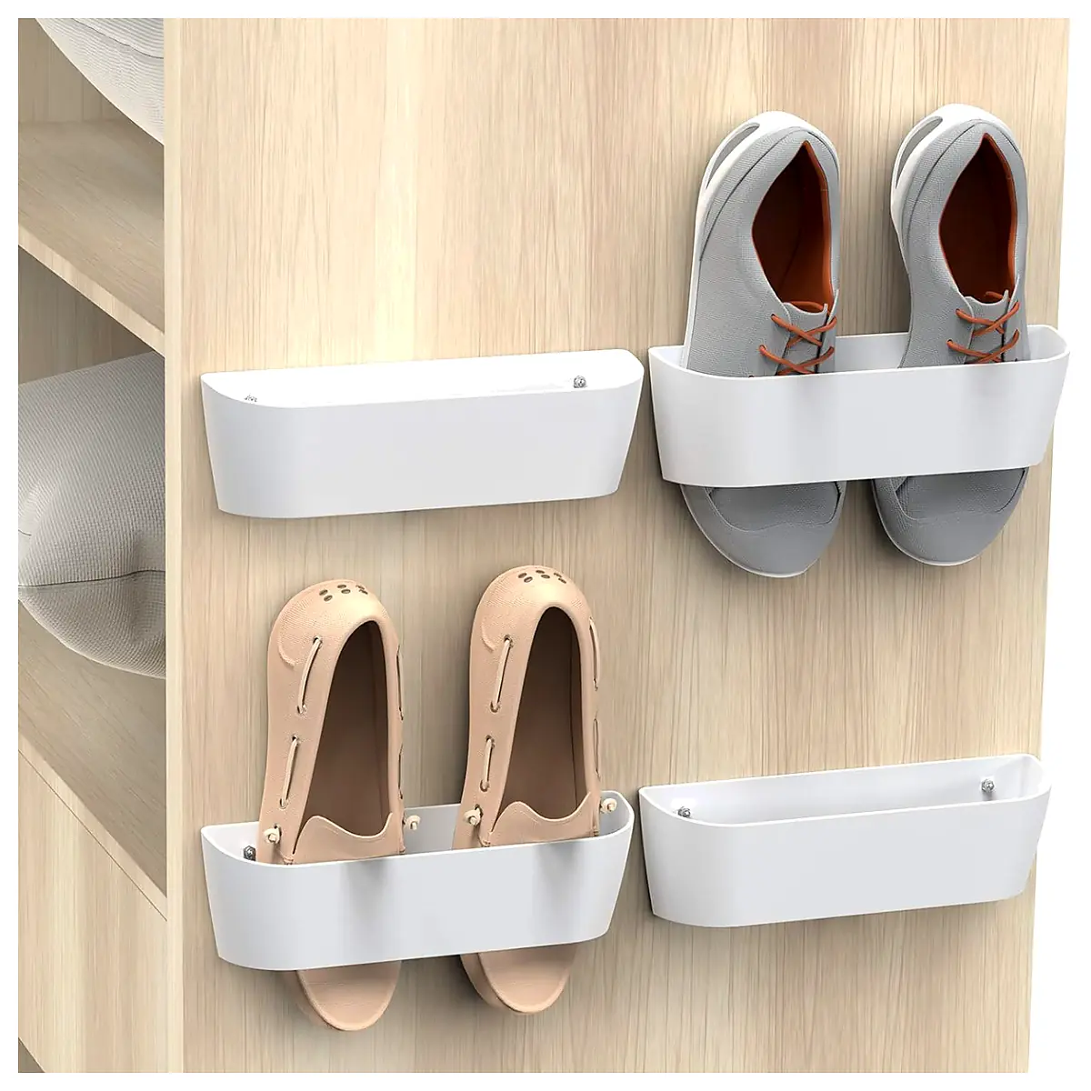 Wall Mounted Shoe Rack Organizer Universal Shoe Holder Storage System Shelf Unit Storage Solutions