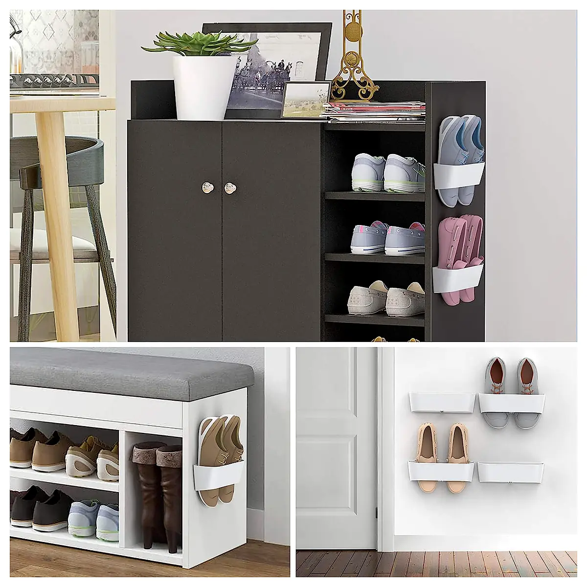 Wall Mounted Shoe Rack Organizer Universal Shoe Holder Storage System Shelf Unit Storage Solutions