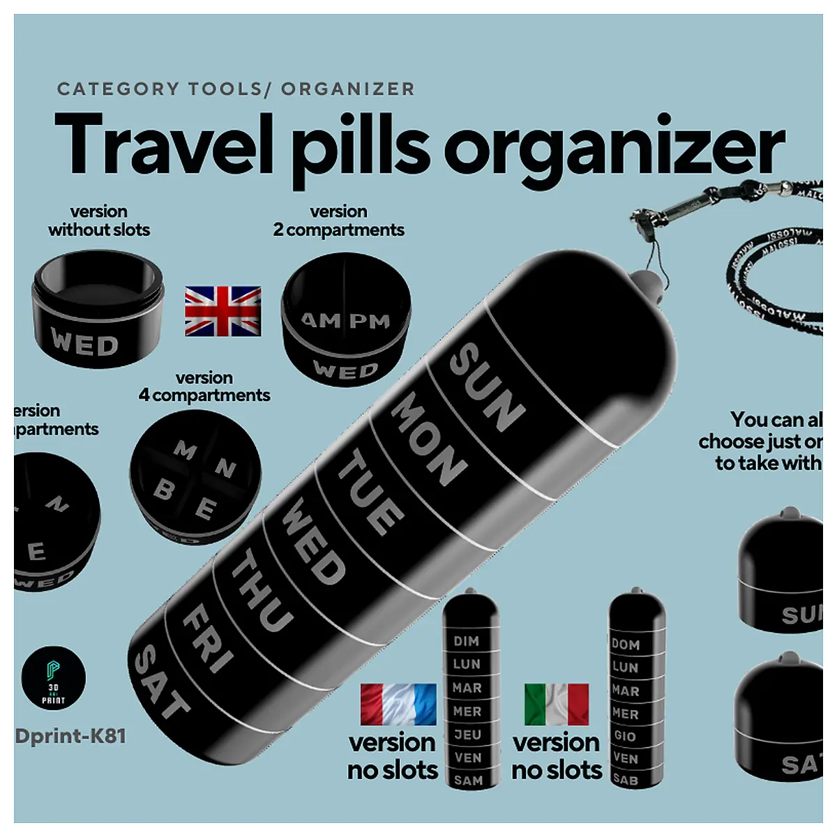 Travel Pill Organizer Multi Pill Case Travel Essential Medication Storage Universal Organizer