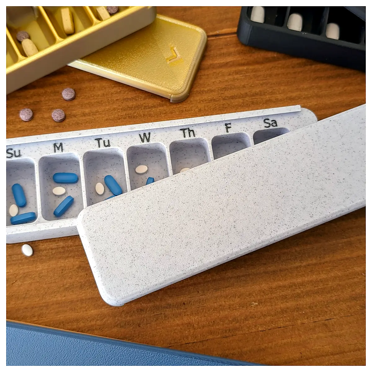 Weekly Pill Organizer Sliding Lid Multiple Styles Medication Reminders Daily Dosage Storage