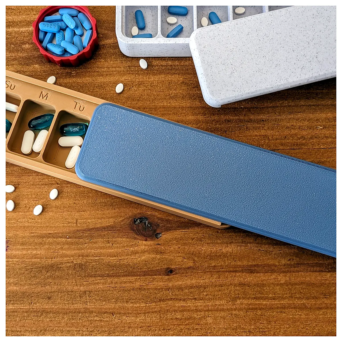 Weekly Pill Organizer Sliding Lid Multiple Styles Medication Reminders Daily Dosage Storage