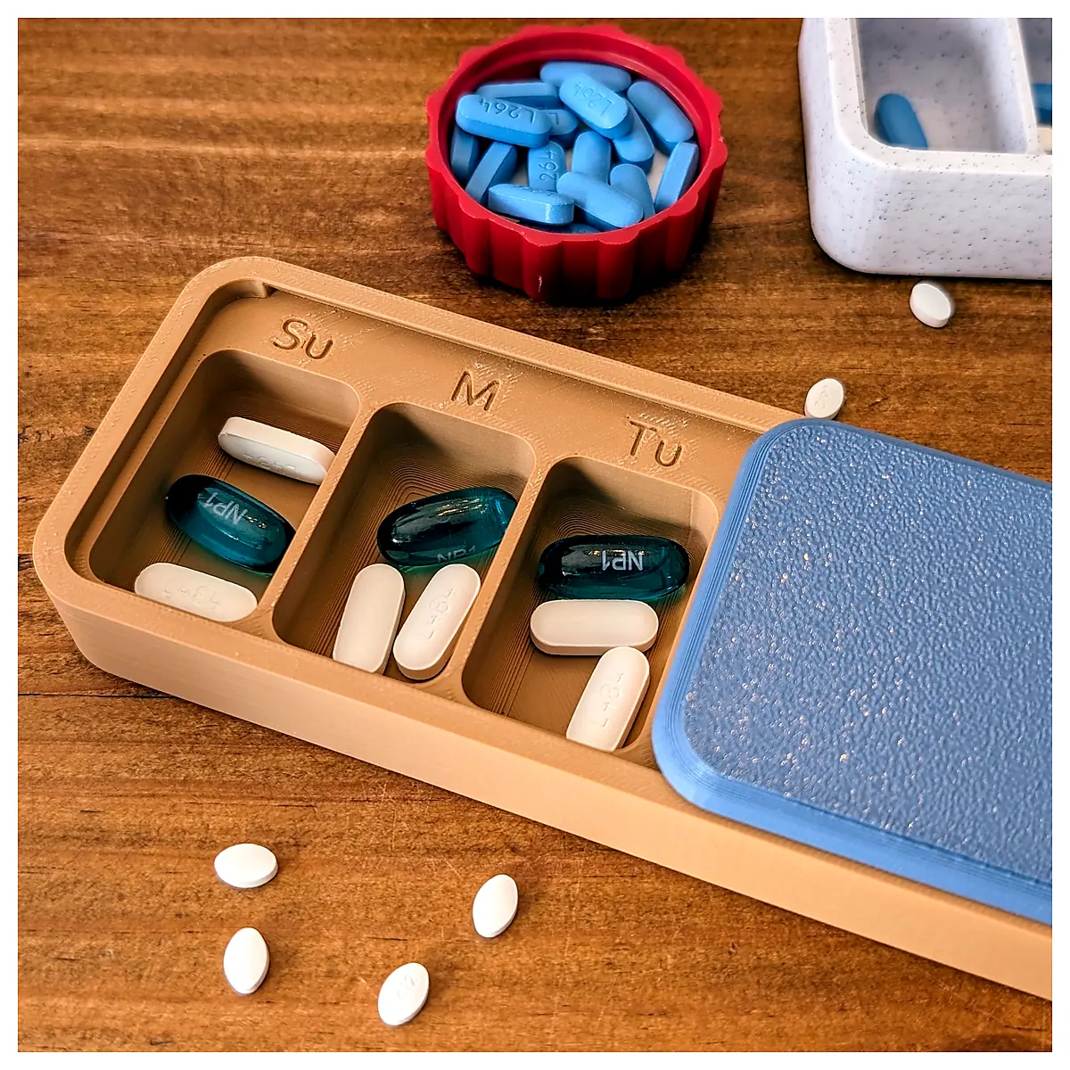 Weekly Pill Organizer Sliding Lid Multiple Styles Medication Reminders Daily Dosage Storage