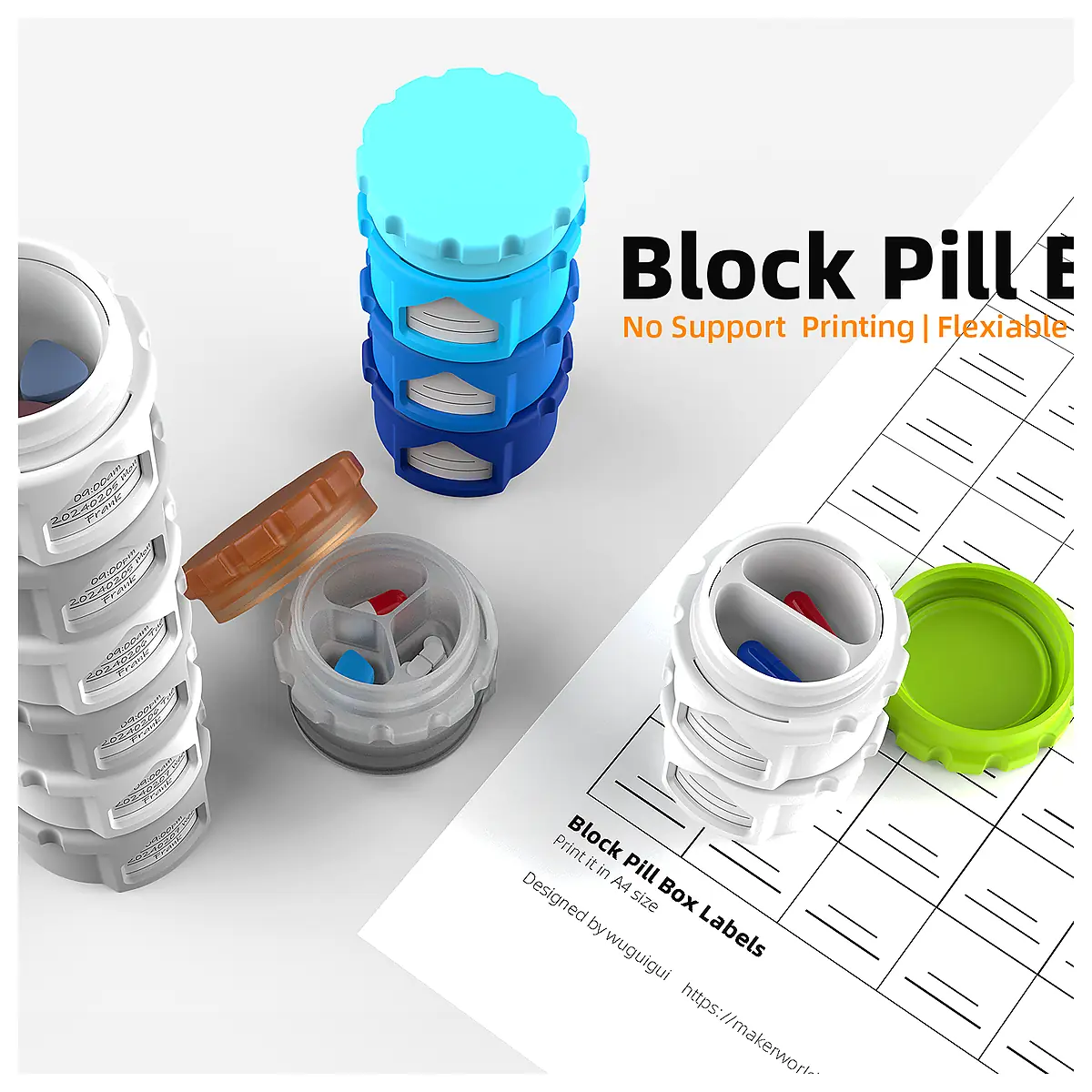 Pill Organizer Box Splitter Medication Dispenser Multi Compartment Pill Case Drug Storage Easy Use
