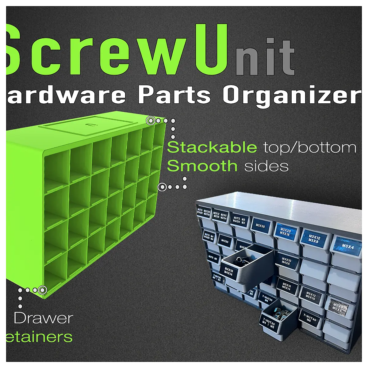 Screw Unit Hardware Organizer Storage System Parts Storage Repair Tool Kit Universal Storage