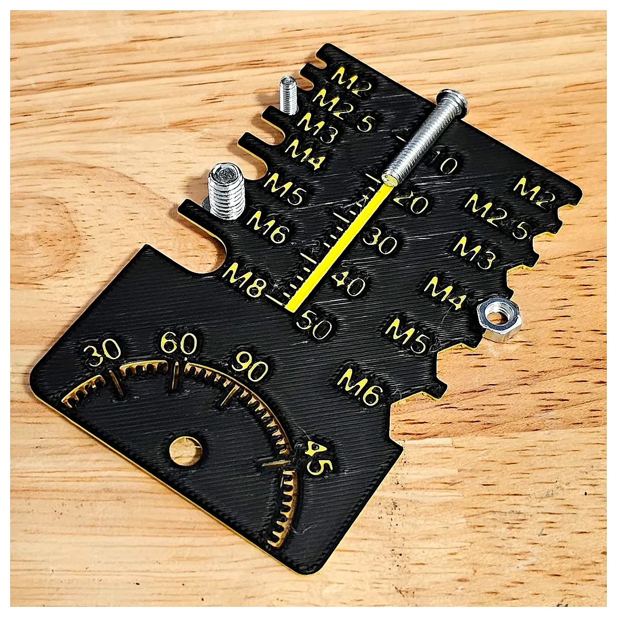 Screw Nut Gauge Card Protractor Measurement Tool Angle Dimension Parts Specs