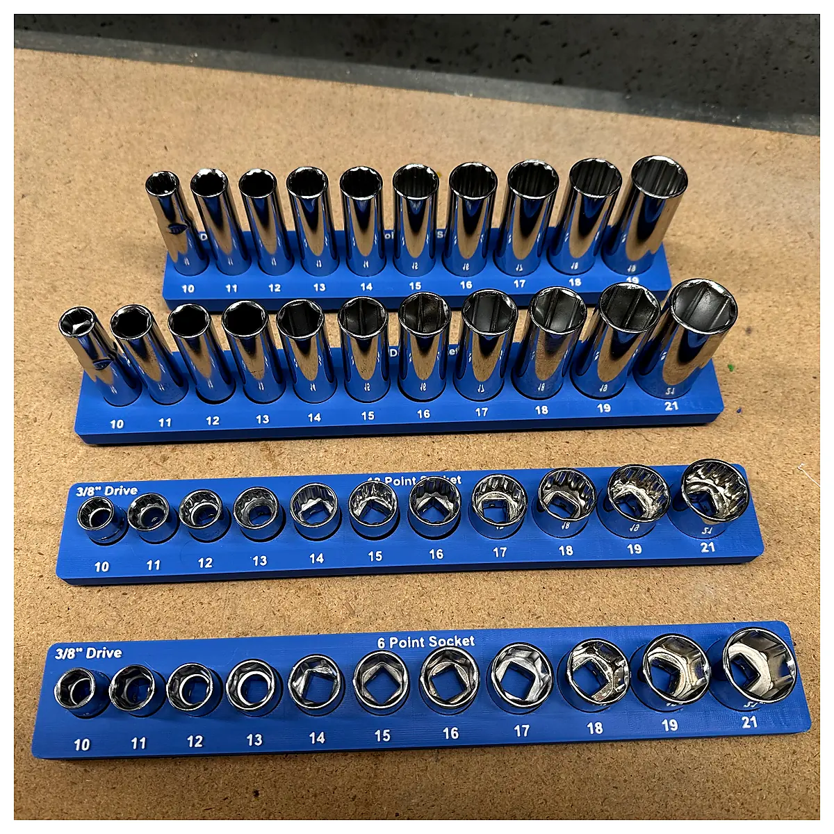 Gridfinity Socket Holder Metric 38 Drive Cable Management Parts Organization Tools