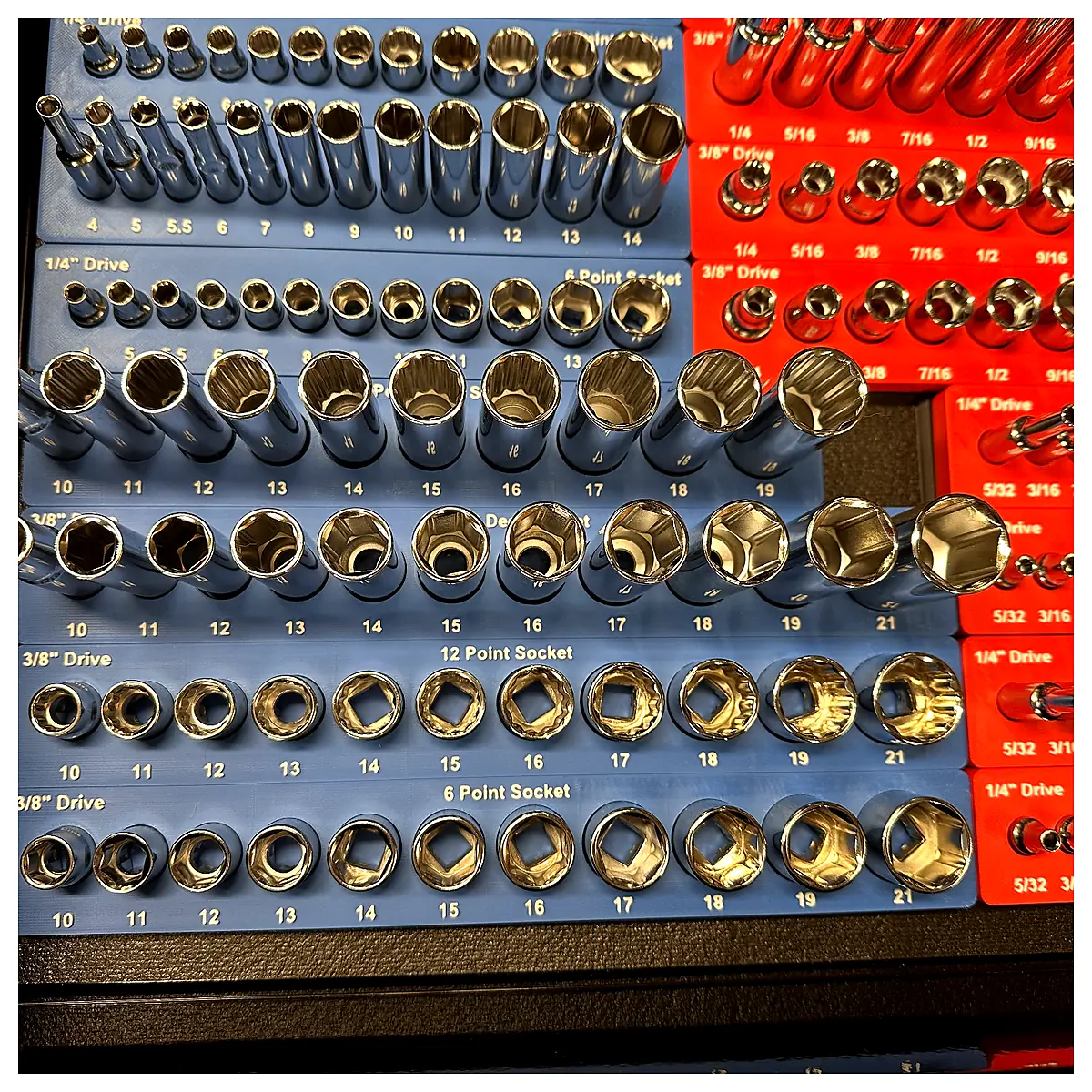 Gridfinity Socket Holder Metric 38 Drive Cable Management Parts Organization Tools