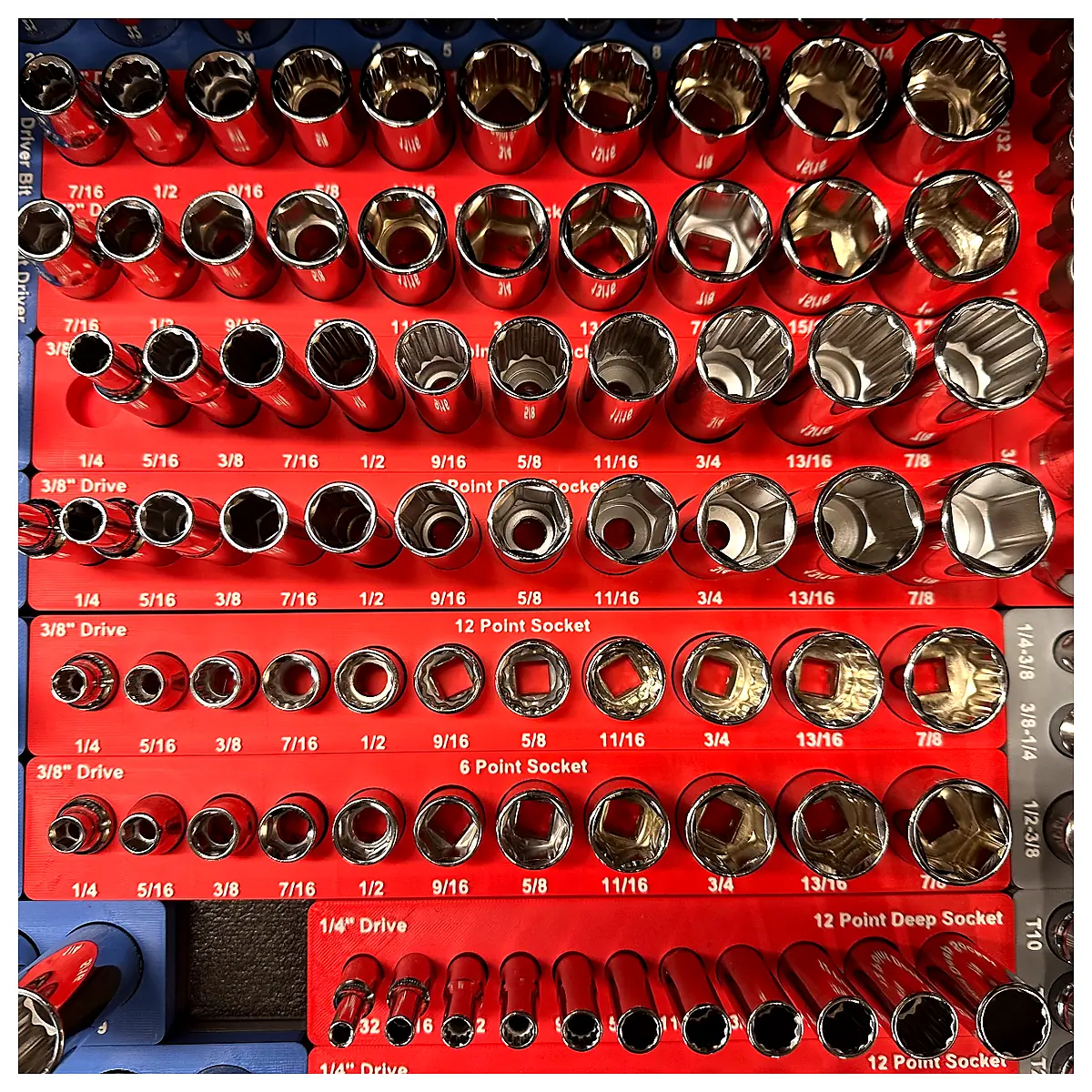 Gridfinity Socket Holder SAE 38 Drive Organization Tools Parts Repair Desk Storage