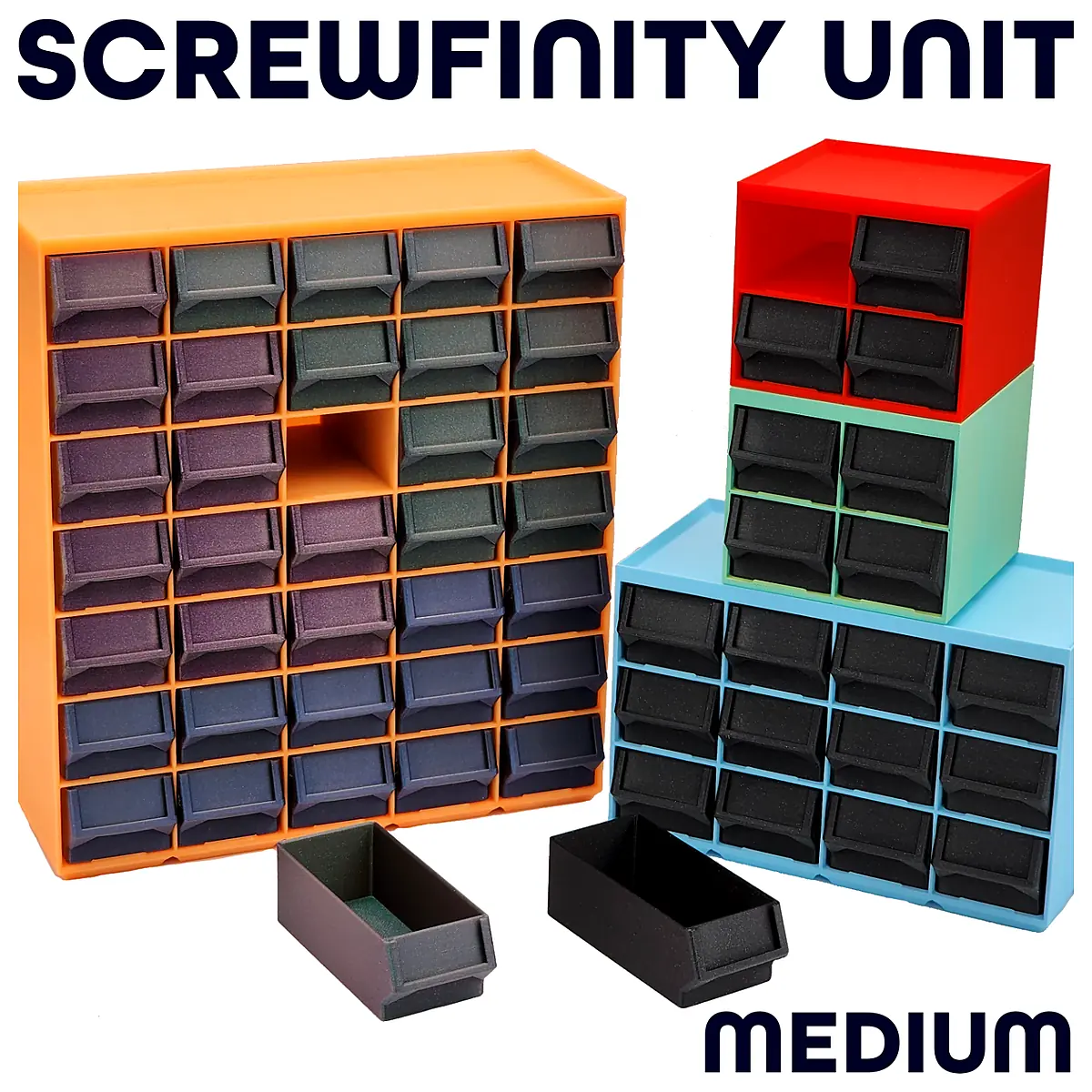 Gridfinity Organizer 2U Medium Unit Cable Management Parts Storage Tool Organization Universal Storage