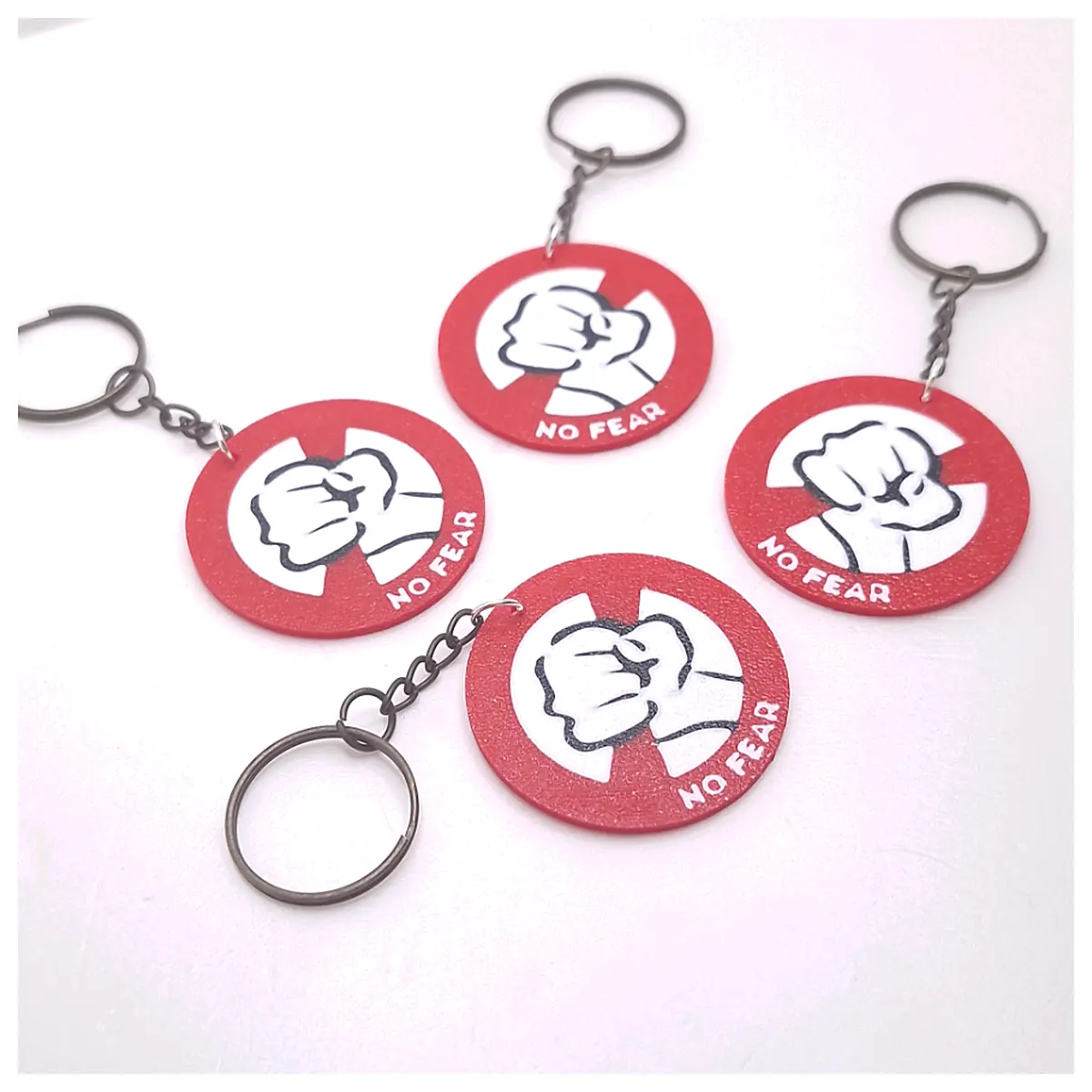 No Fear Keychain Courage Symbol Inspirational Charm Power Reminder Adventure Gift Fearless Motivation