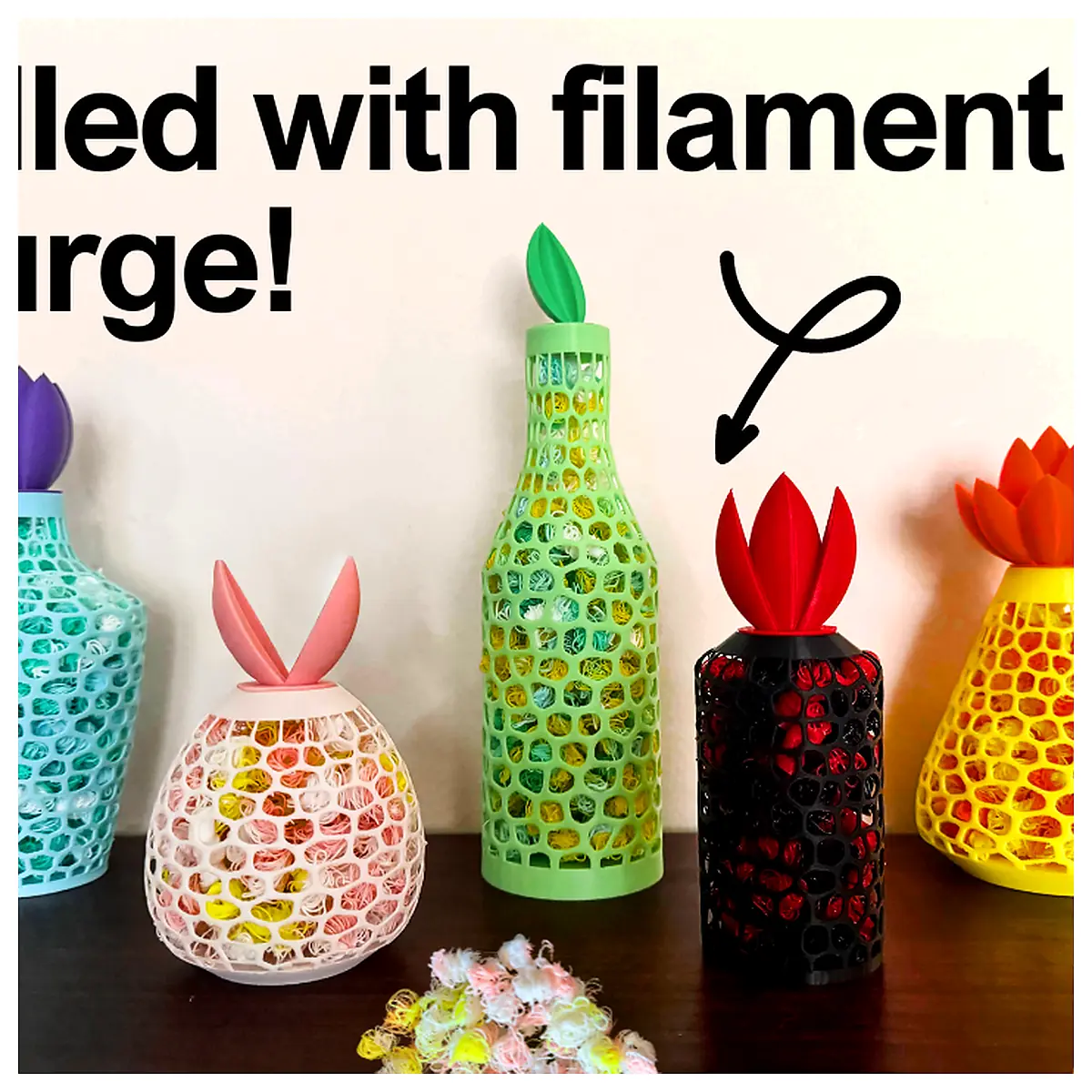 Decorative Vase Set Filament Purge Poop Flower Vase Replacement Parts Universal Vase Accessories Gift