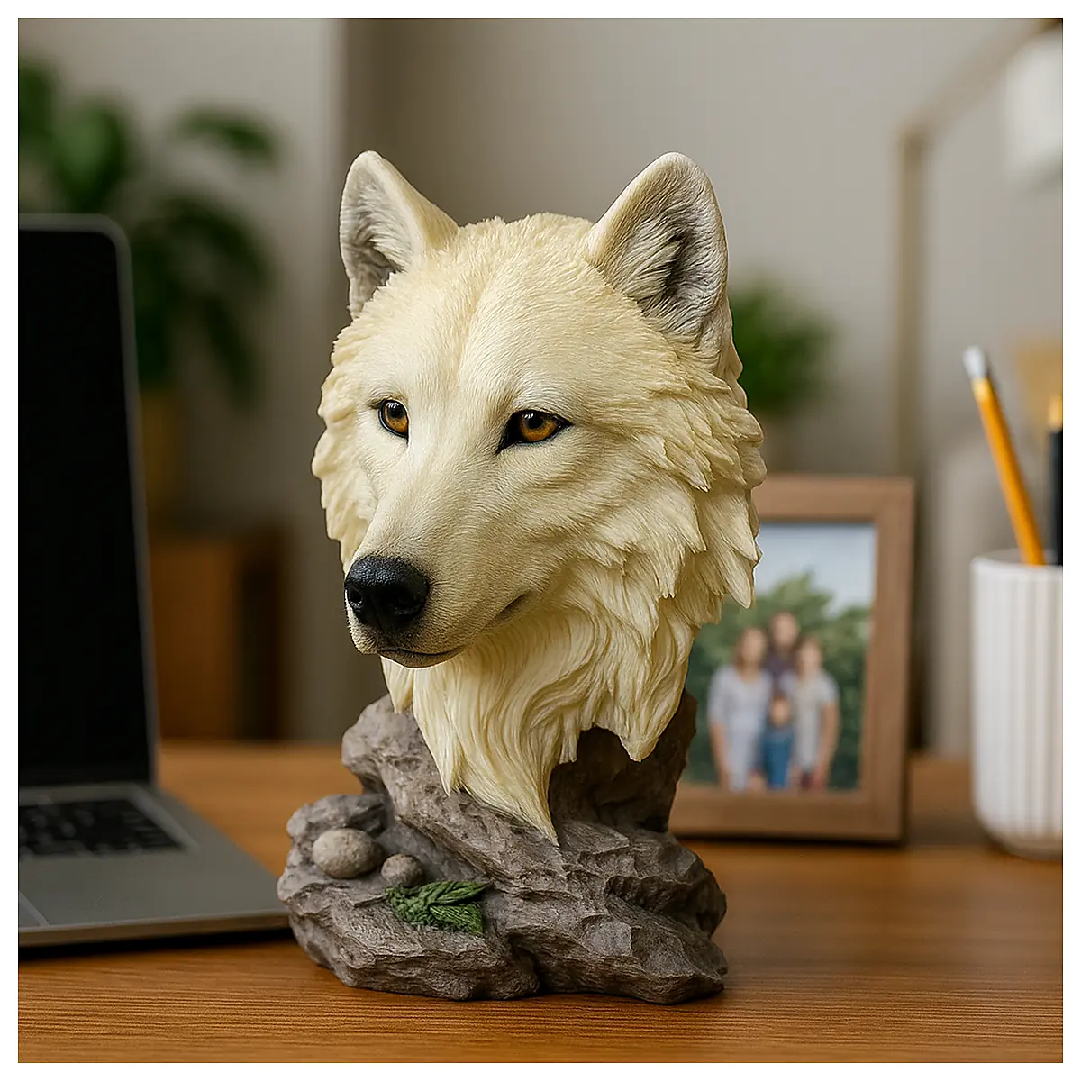 Wolf Head Statue Pedestal Sculpture Art Figure Modern Art Decor Art Collectible Gift