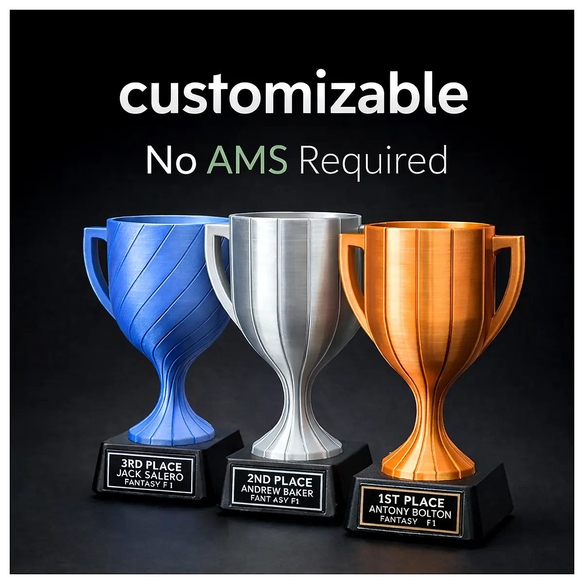 Custom Trophy Base Name Plate Award Display Champion Trophy Memorial Gift Personalized Base Award Parts