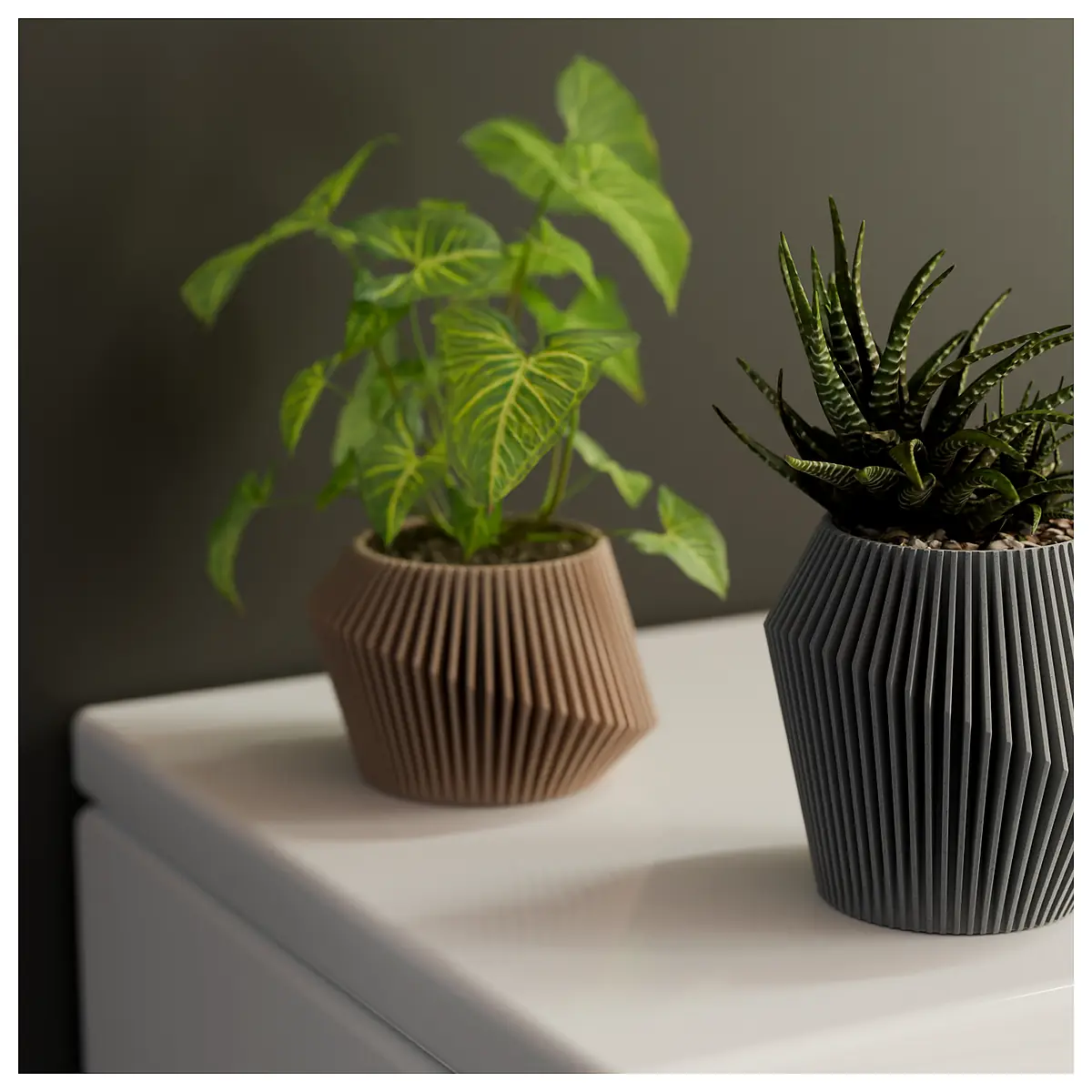 Modern Ribbed Plant Pot Vase 2 s Indoor Decorative Vase Garden Accessories Planter Pots