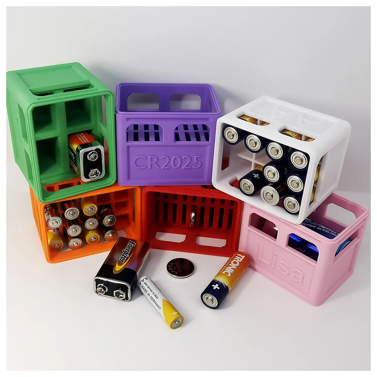 Stackable Beer Crates 9V Batteries Storage Compatible AA AAA Parts Repair