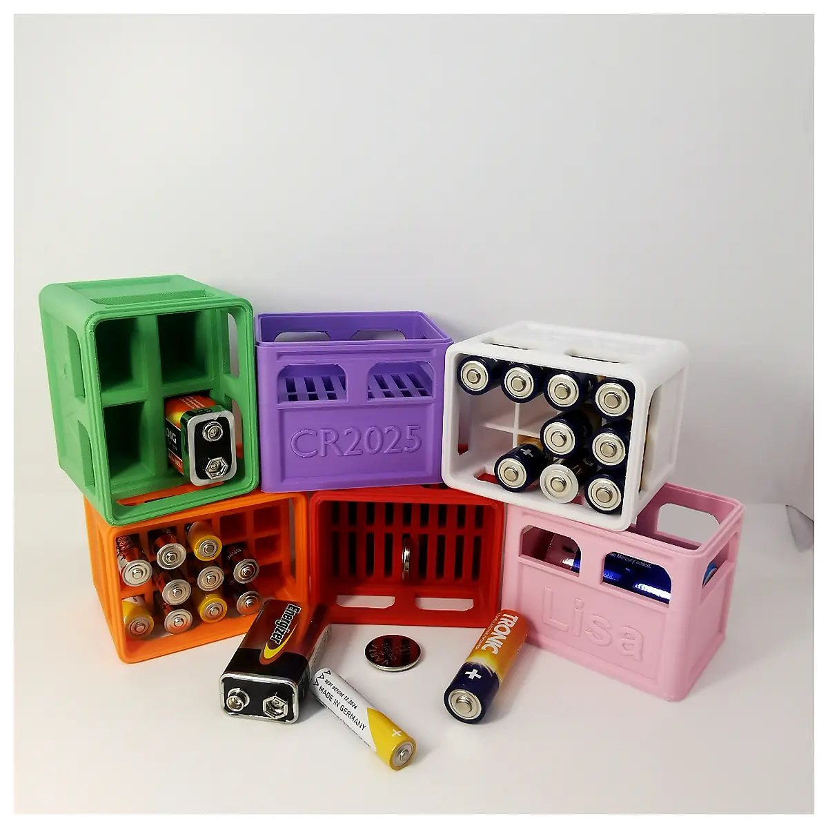 Stackable Beer Crates 9V Batteries Storage Compatible AA AAA Parts Repair