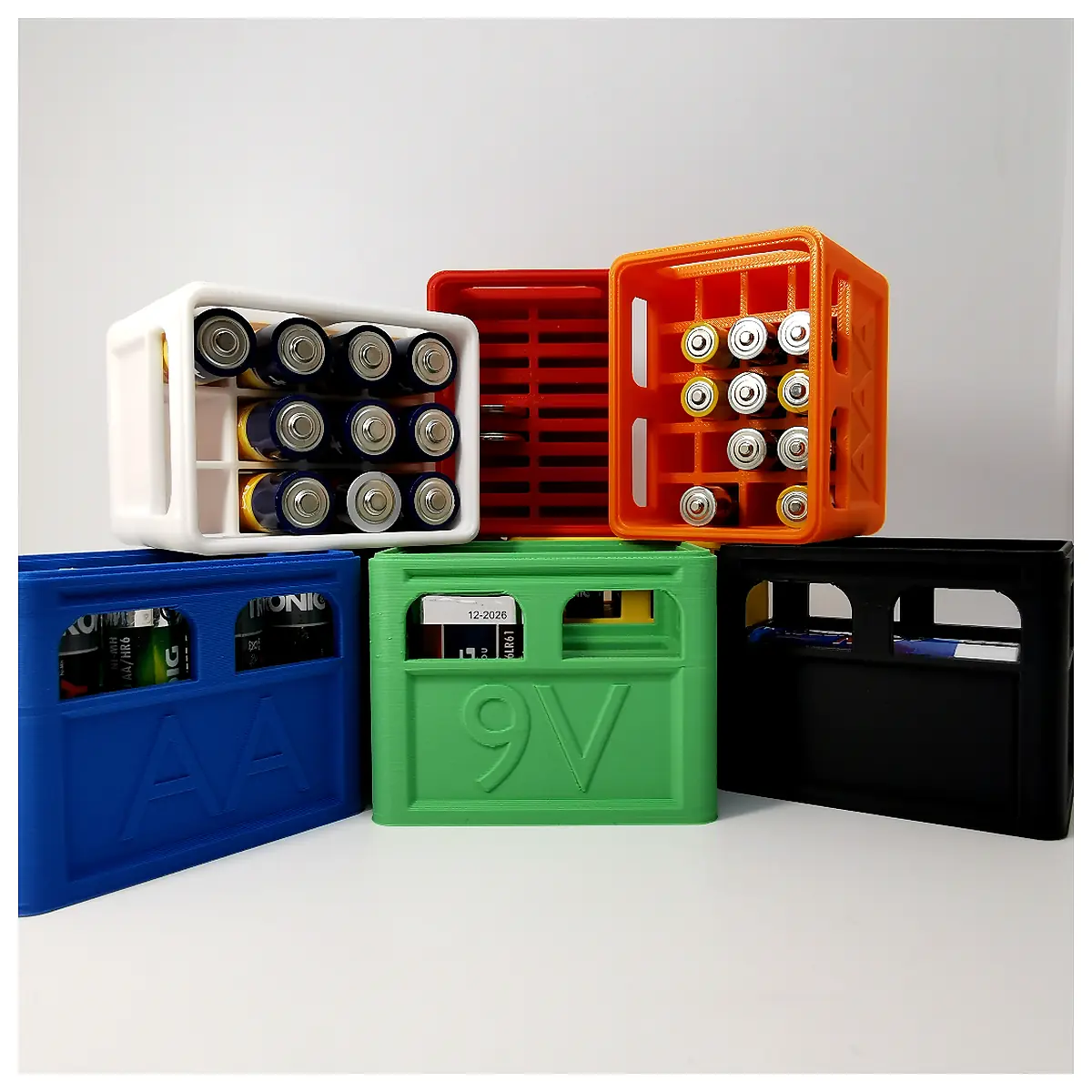 Stackable Beer Crates 9V Batteries Storage Compatible AA AAA Parts Repair