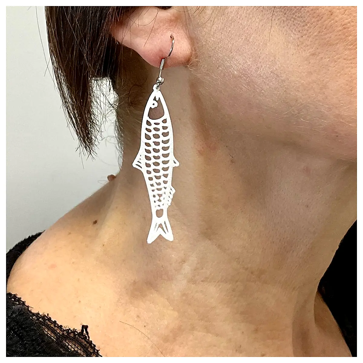 Sardine Earrings Fish Shaped Jewelry Novelty Earrings Her Fish Theme Accessories