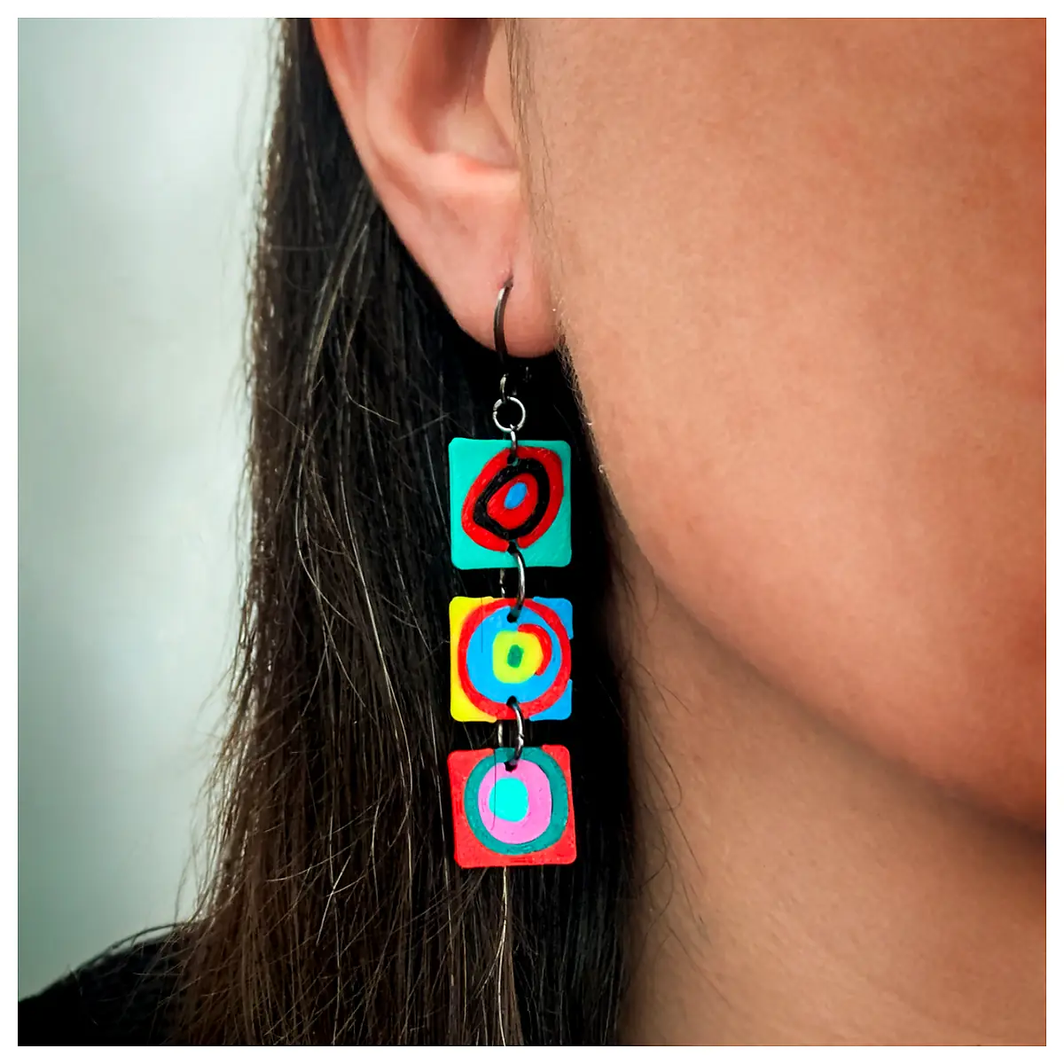 Abstract Earrings Kandinsky Style Art Geometric Study Modern Design