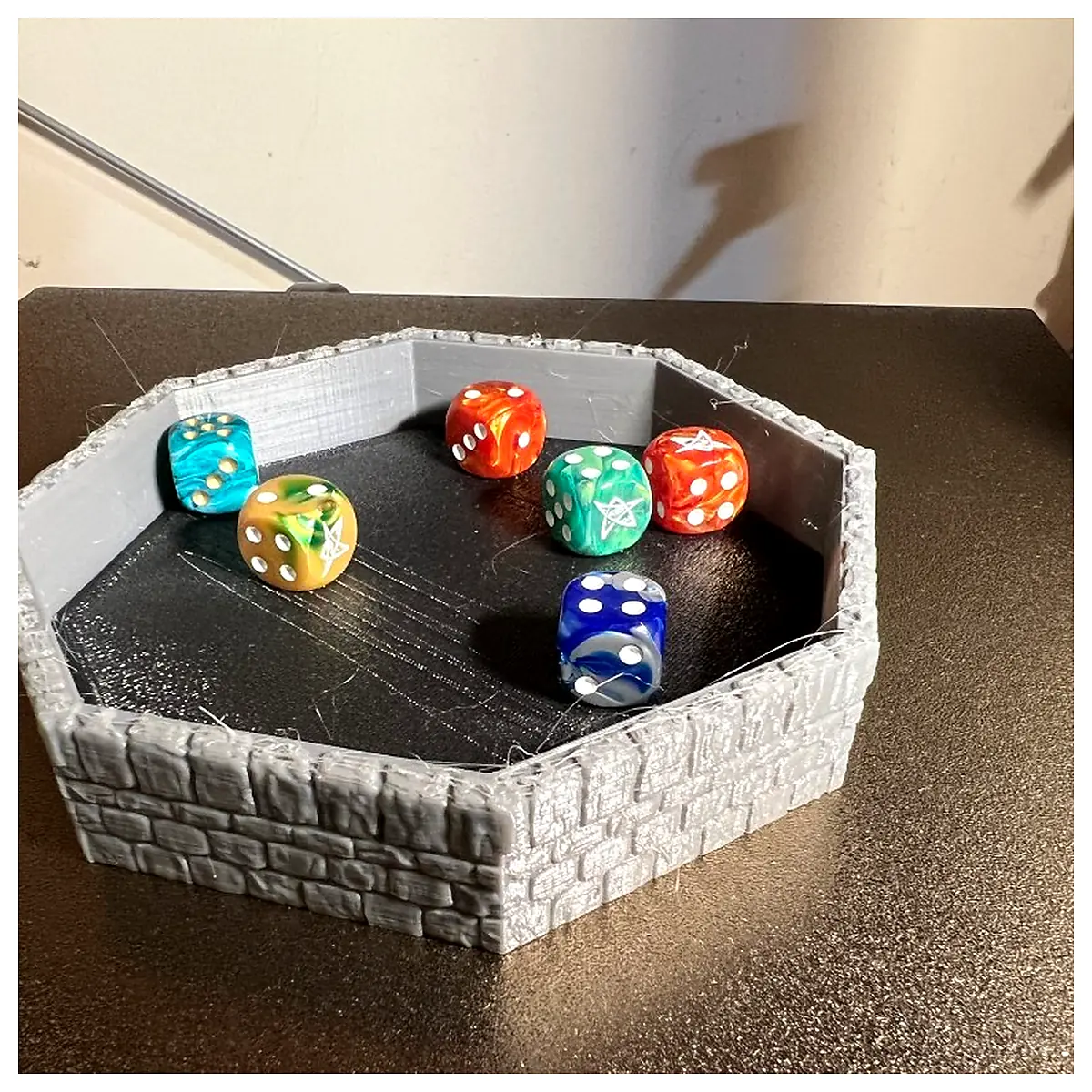 Octagonal Dice Tray Stoneclad Surface Game Accessories Dice Rolling Mat Gaming Collection Tabletop Gamer