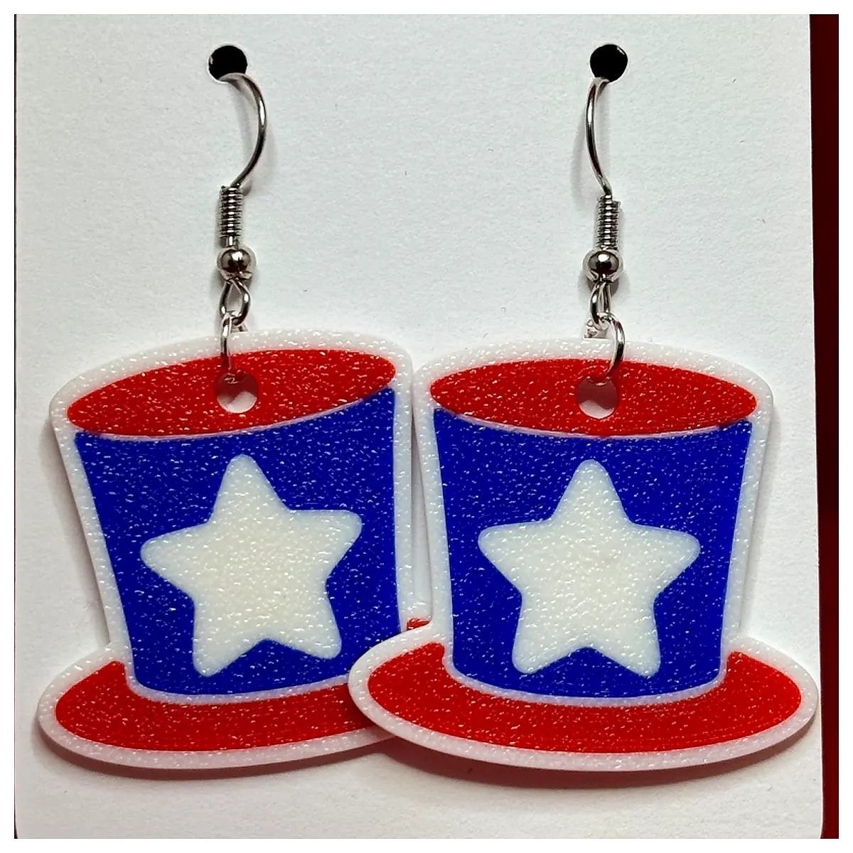 July 4th Hat Ear Rings Patriotic Accessories Red Earrings Independence Day Decorations Festive Jewelry