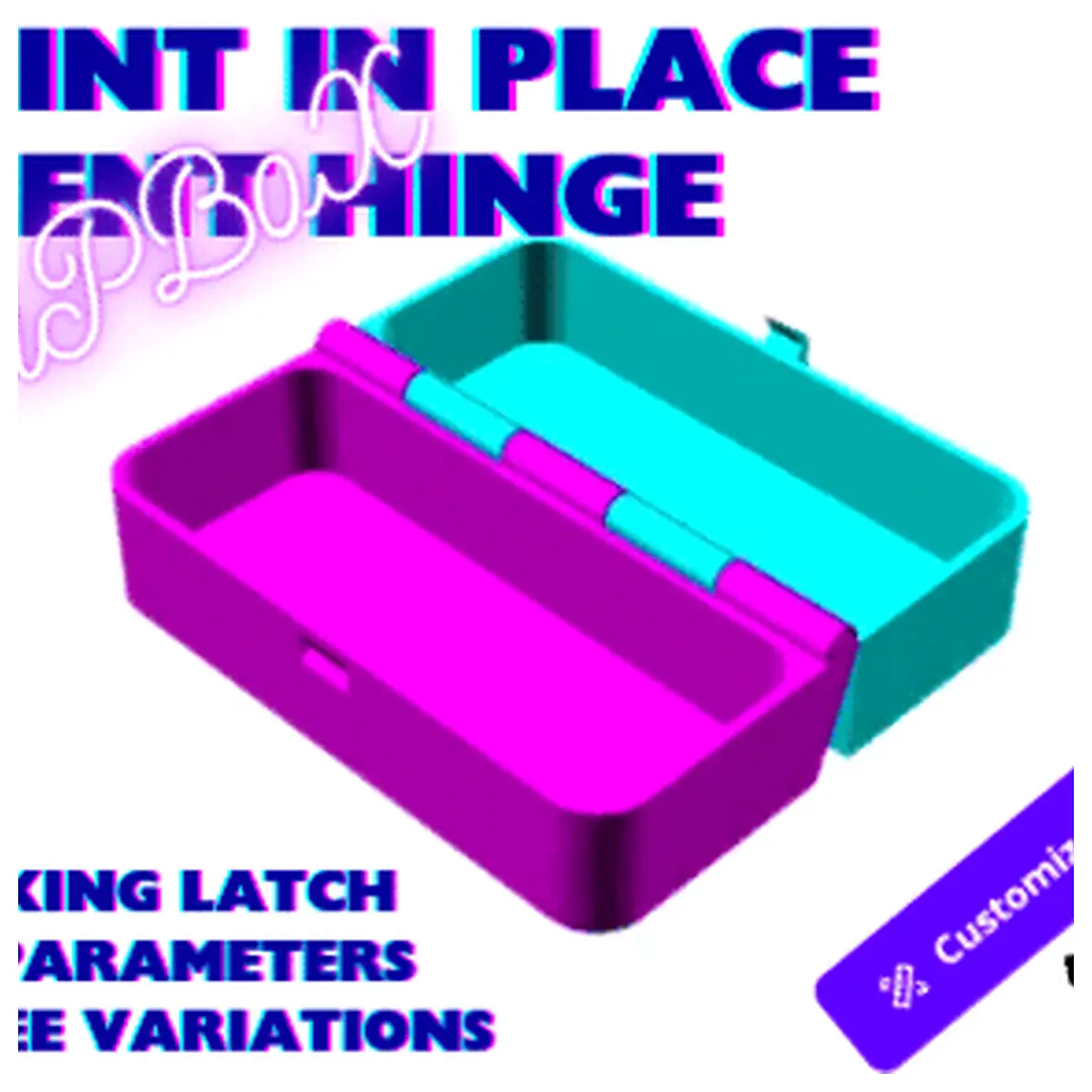 PiPBox Print in Place Hinge Parametric Box Parts Accessories Repair Service