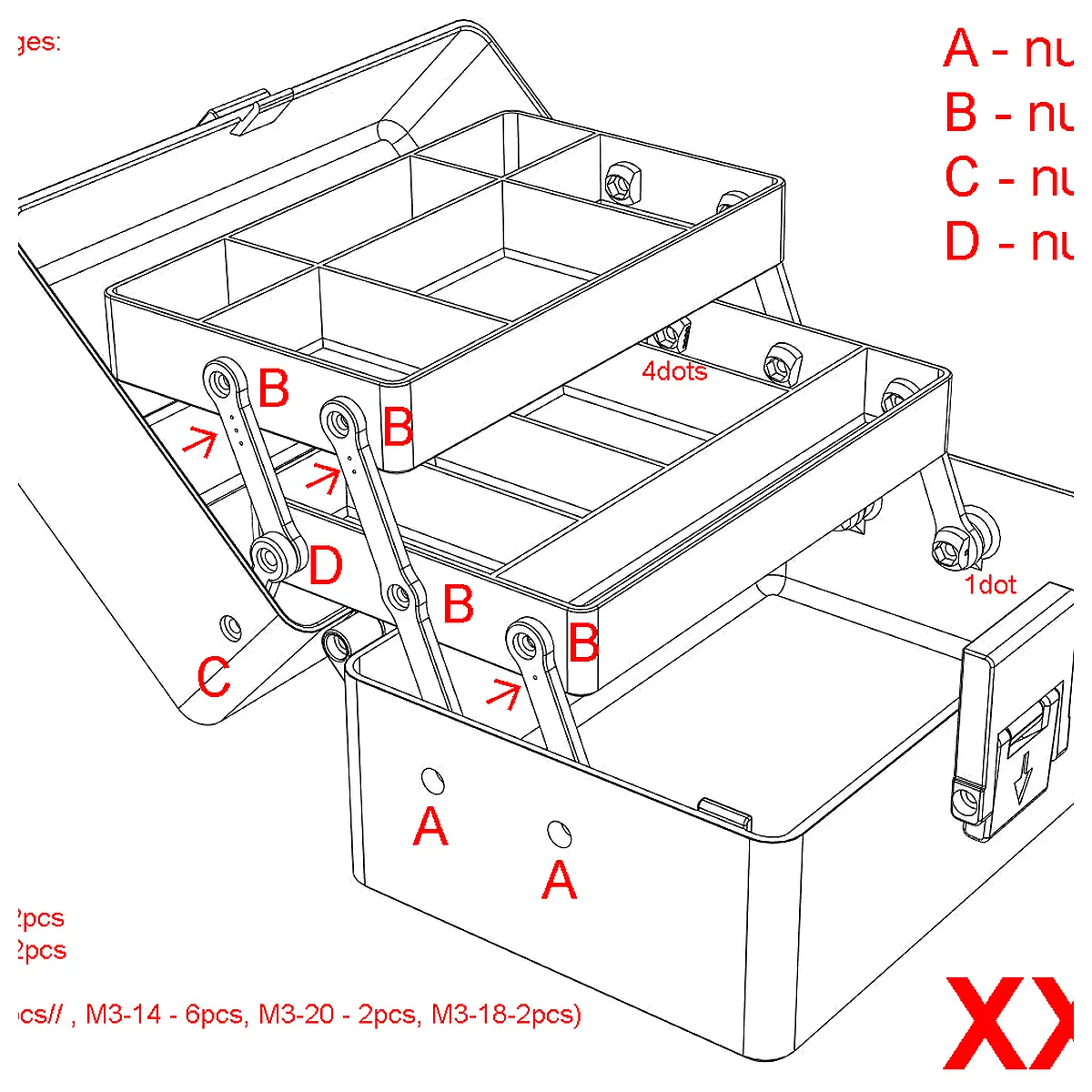 XXL Organizer Box Storage Container Large Universal Storage Box Parts Replacement Repair