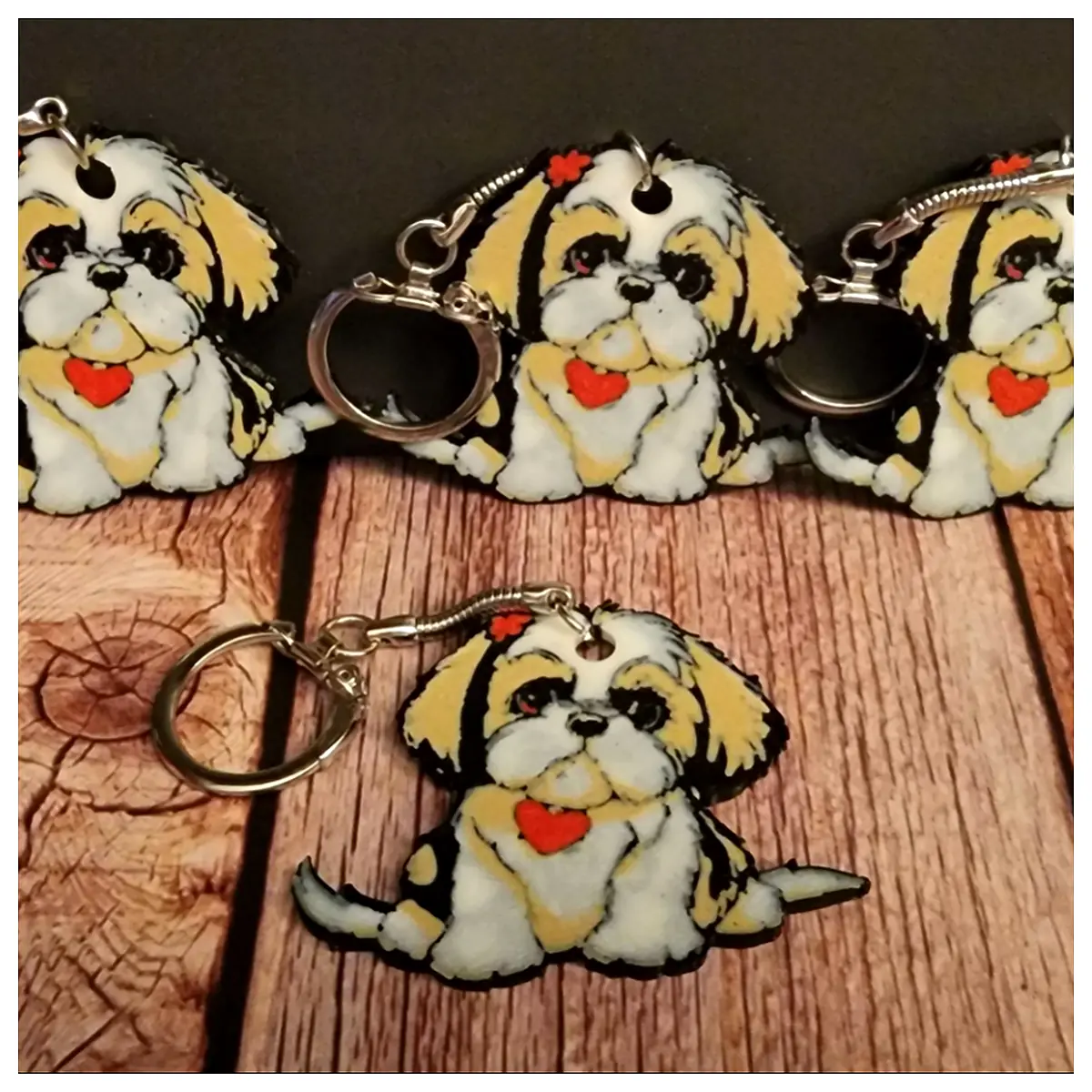 Shih Tzu Keychain Dog Memorial Gift Cute Lucky Charm Keyring Pet Lover Gift