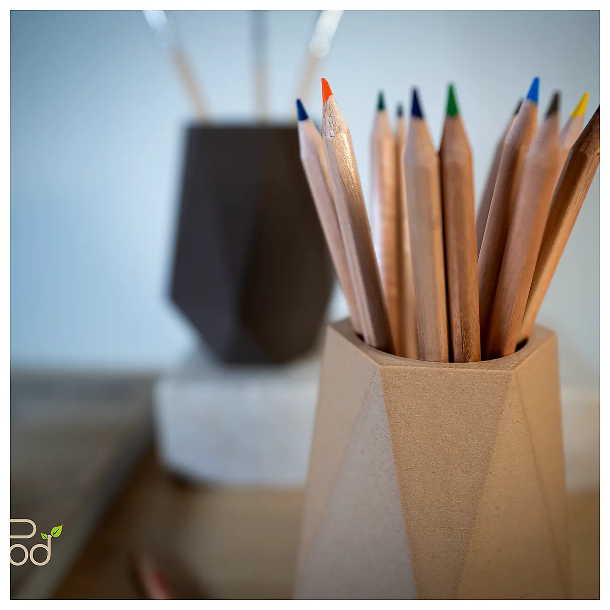 Multi Compartment Pencil Holder Wood Design Minimalist Pen Organizer Study Supplies Office Desk Supplies