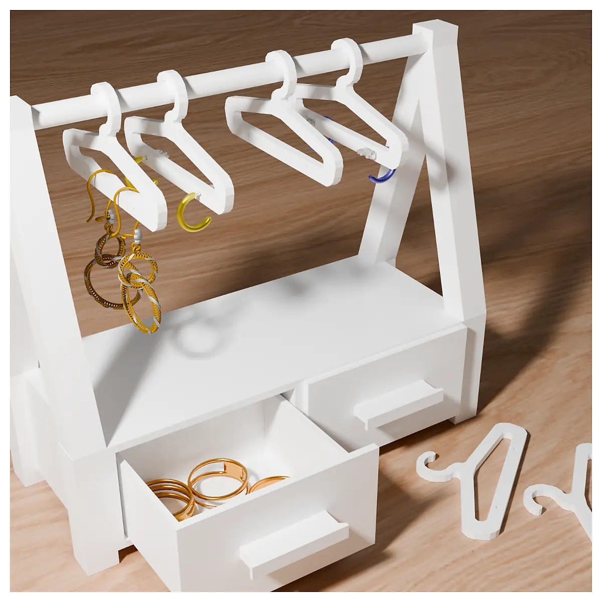 Jewelry Display Stand Drawer Storage Hangers Organizer Multi Tiered Jewelry Stand Display Case
