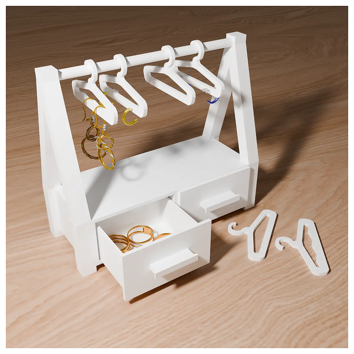 Jewelry Display Stand Drawer Storage Hangers Organizer Multi Tiered Jewelry Stand Display Case