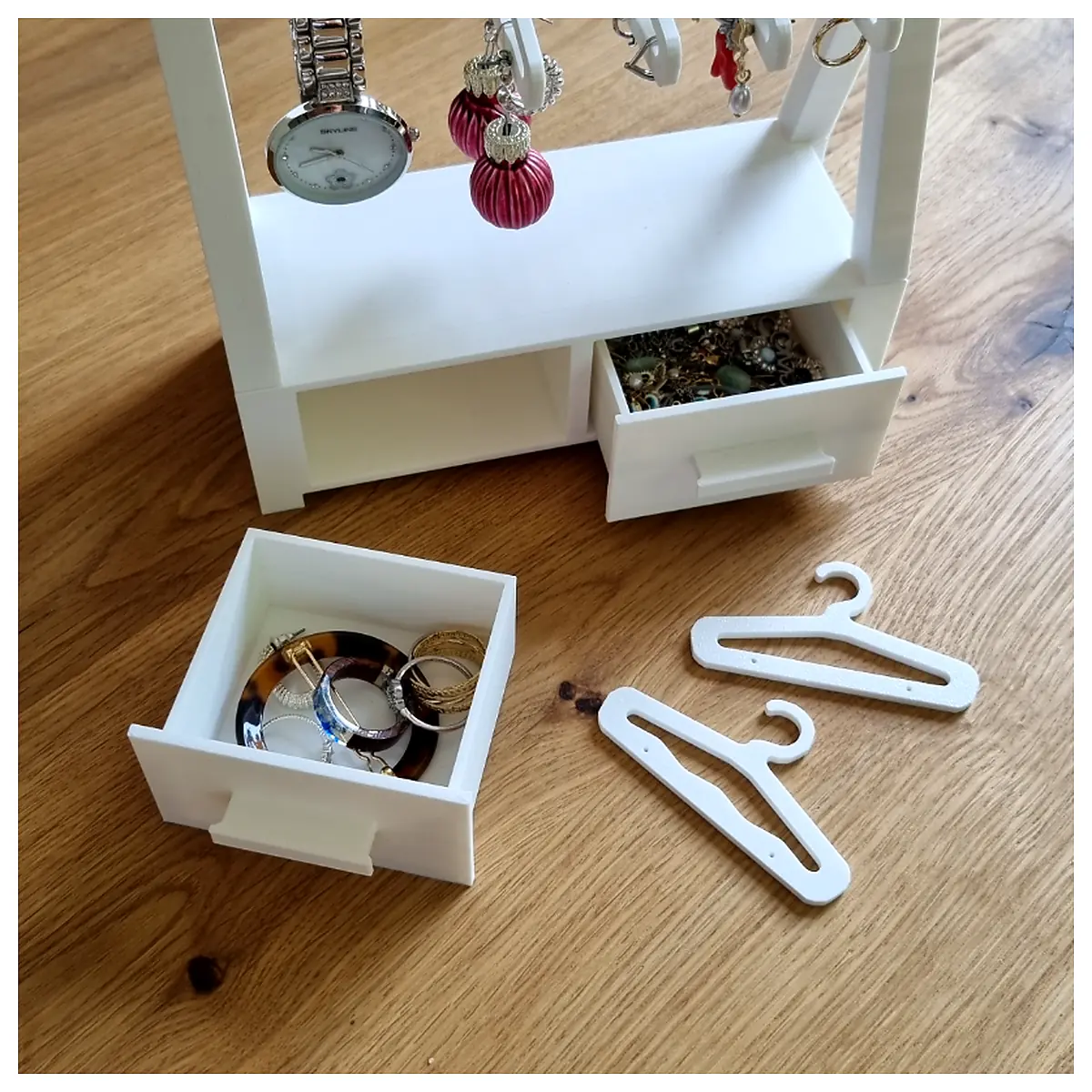 Jewelry Display Stand Drawer Storage Hangers Organizer Multi Tiered Jewelry Stand Display Case