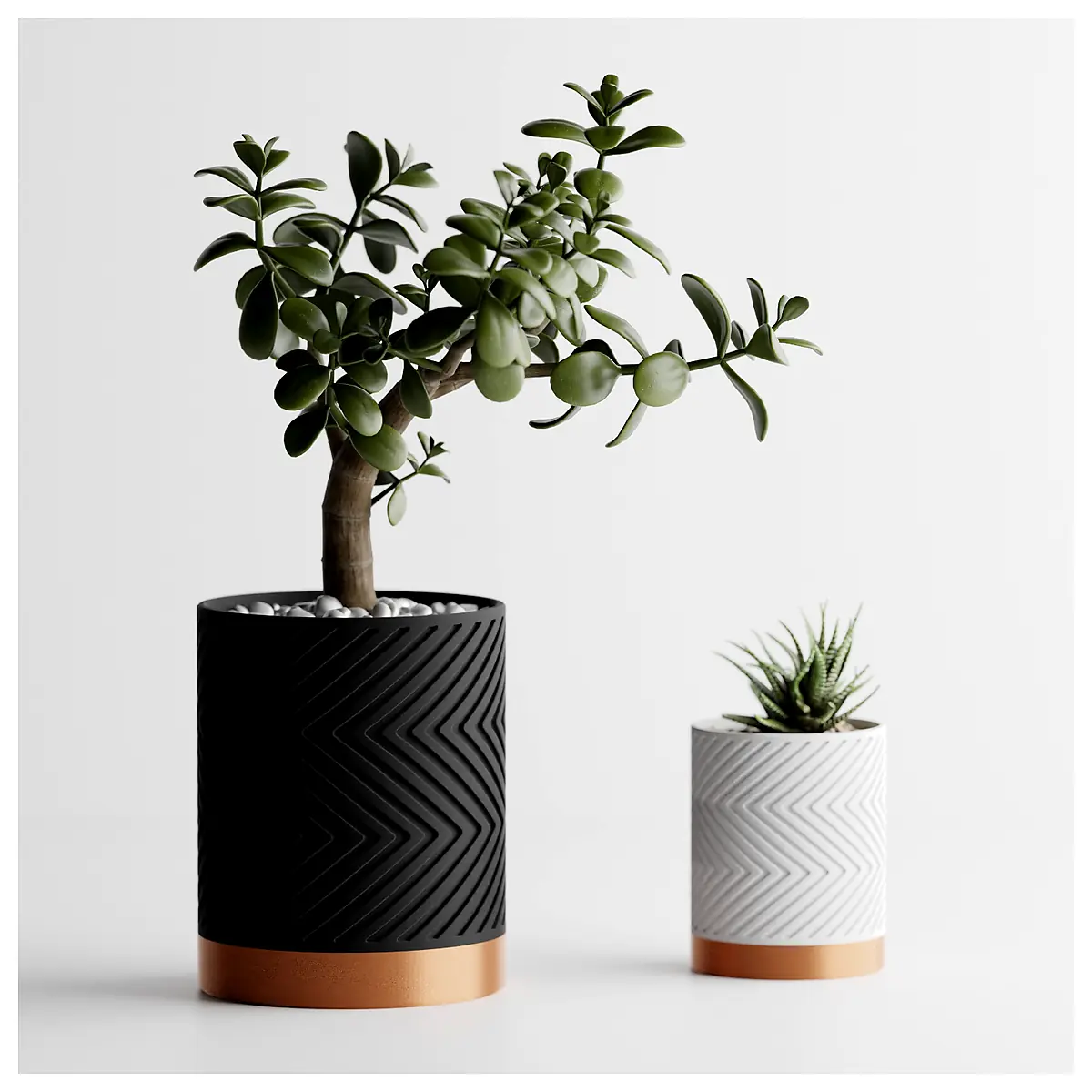 Two Tone Zigzag Plant Pot Decorative Planters Indoor Garden Floral Pots Green Plants Universal Planters