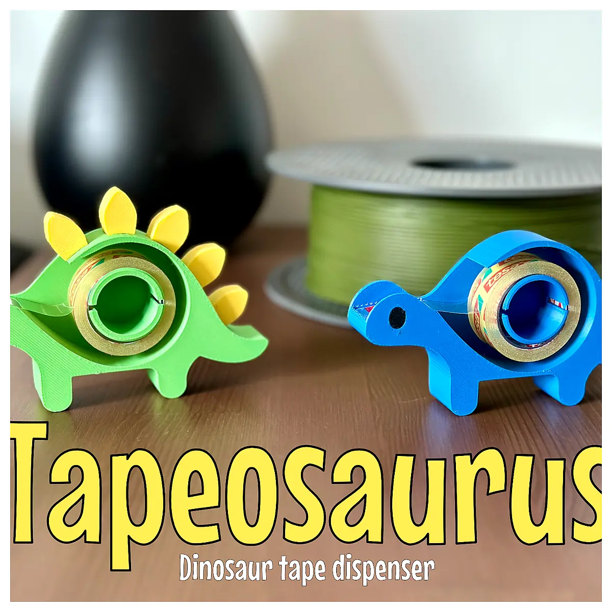 Cute Dinosaur Tape Dispenser Magnetic Holder Creative Office Gift Lazy Person Essential Magnetic Reel Automatic Winder
