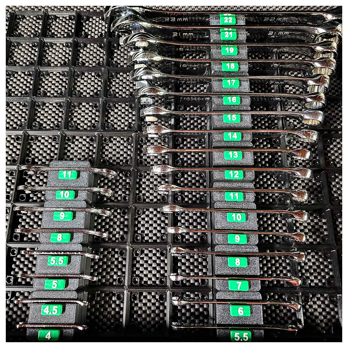 Gridfinity Universal Wrench Tray System Organization Labels Parts Storage Tool Kit Flexible
