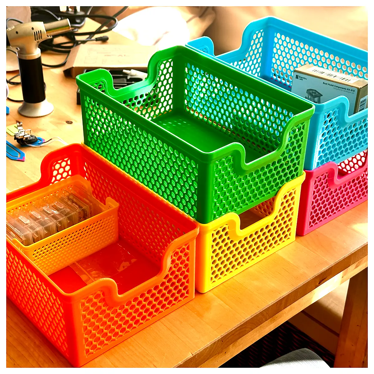 Stackable Basket Organizer Storage Baskets Bins Container Cart Transport Durable Large Capacity