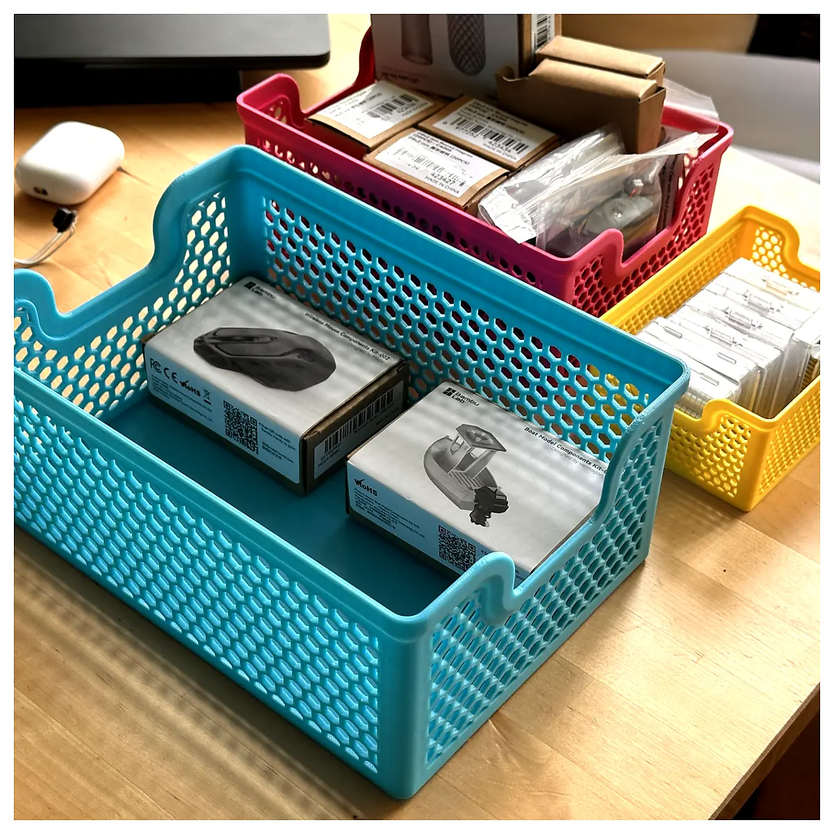 Stackable Basket Organizer Storage Baskets Bins Container Cart Transport Durable Large Capacity