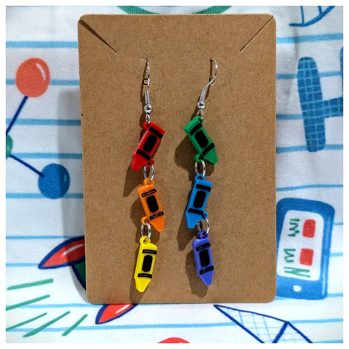 Crayon Earrings ful Art Supplies Kids Crafting Accessories Drawing Decorations Creative Gift Idea