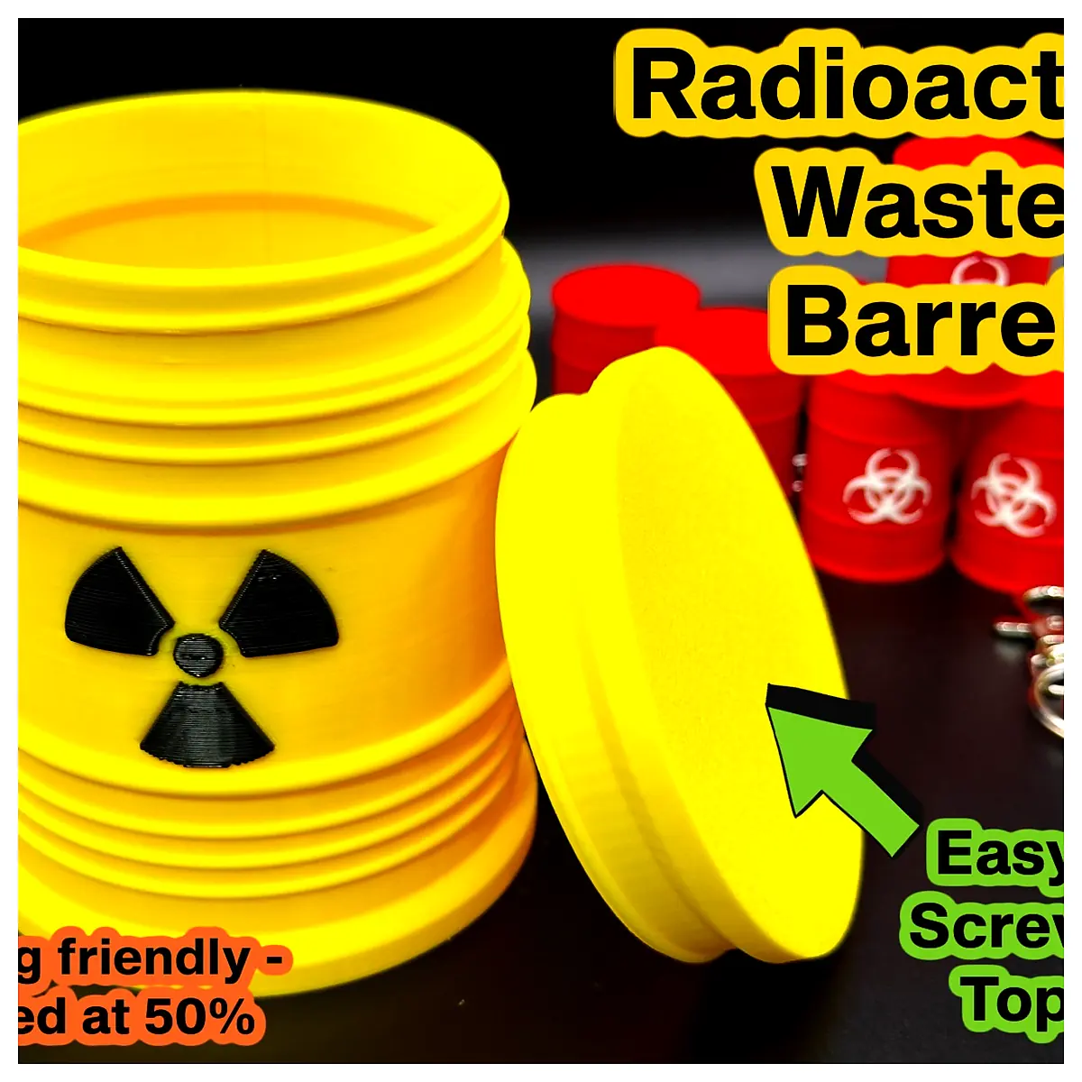 Radioactive Waste Barrel Screw Top Container Storage Transport Hazardous Waste Parts Replacement