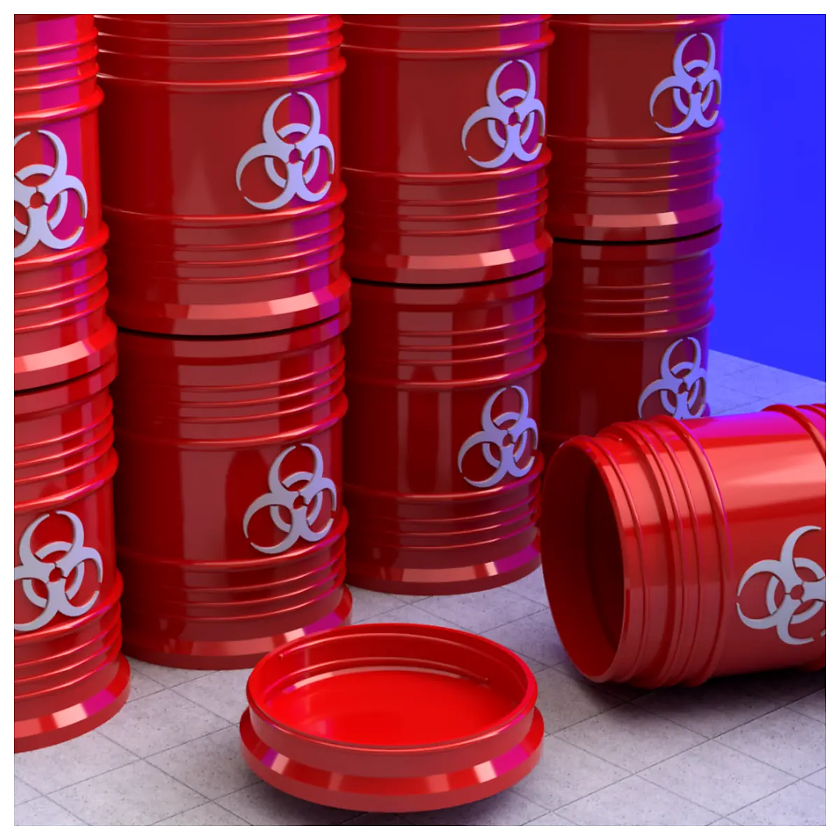 Biohazard Waste Barrel Screw Top Container Waste Management Lab Supplies Container Parts Recycling Medical