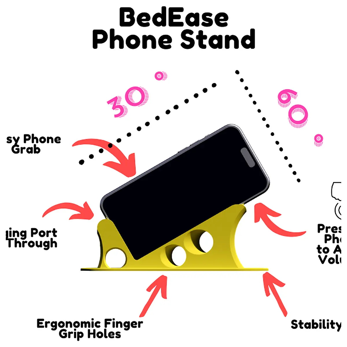Bed Phone Stand Ergonomic Support Lying Stand Phone Accessories Repair Parts