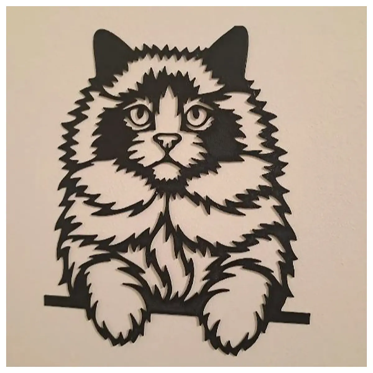 Cute Cat Line Art Sculpture 2D Cartoon Cat Decor Home Figurine Pet Gift Cat Decoration