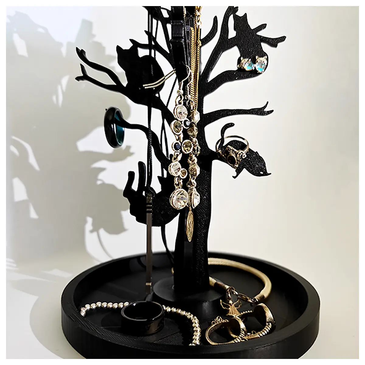 Cat Jewelry Stand Cats in Tree Display Pet Decor Creative Home Accent Tree Cat Display