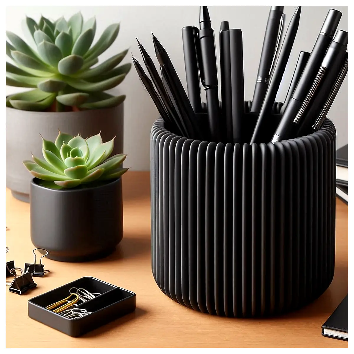 Modern Design Ribbed Pencil Holder Pencil Cup Organizer Desk Accessories Stationery Supplies Pen Holder Case